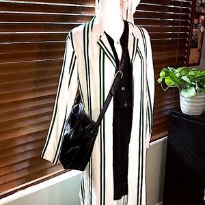 Topshop white/green striped duster coat NWOT